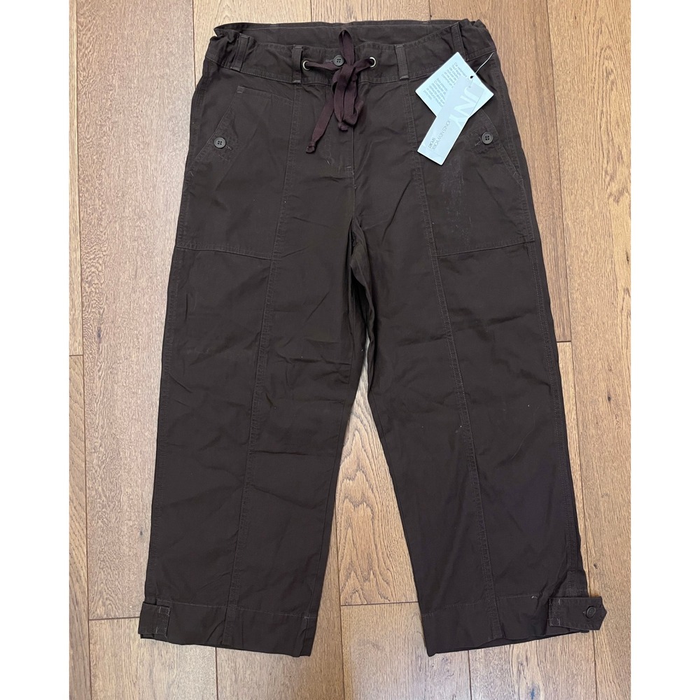 Jones New York Sport Cargo Capri Pants Womens 8 Brown NWT Utility Button Hem